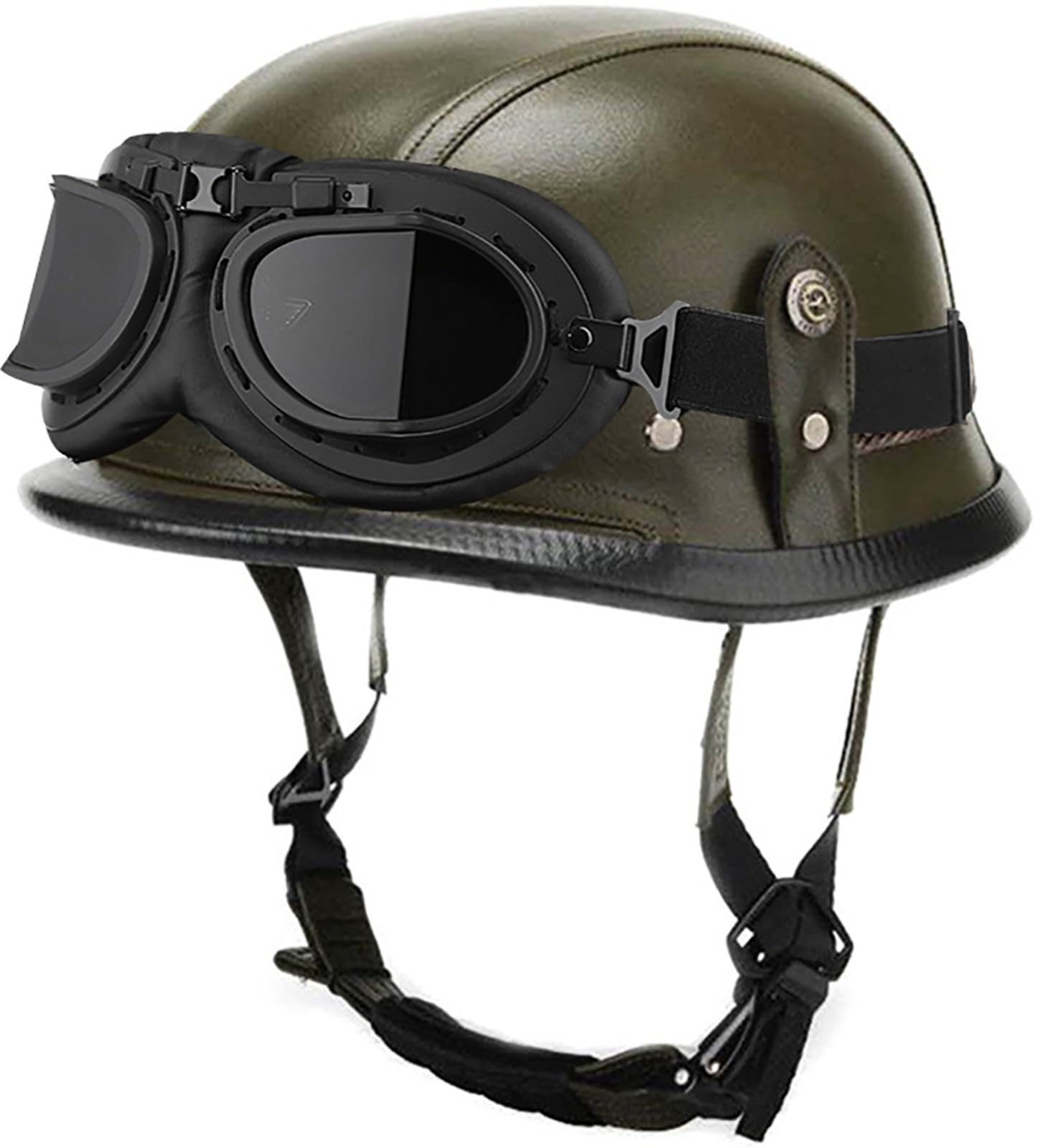 Amazon.co.jp: レザーオートバイハーフシェルヘルメットレトロ